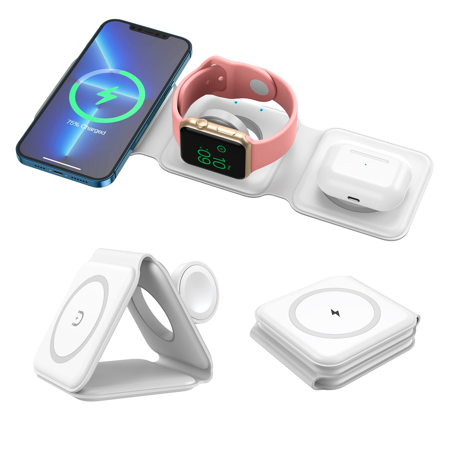 3 In 1 Foldable Magnetic 15W Wireless Charger