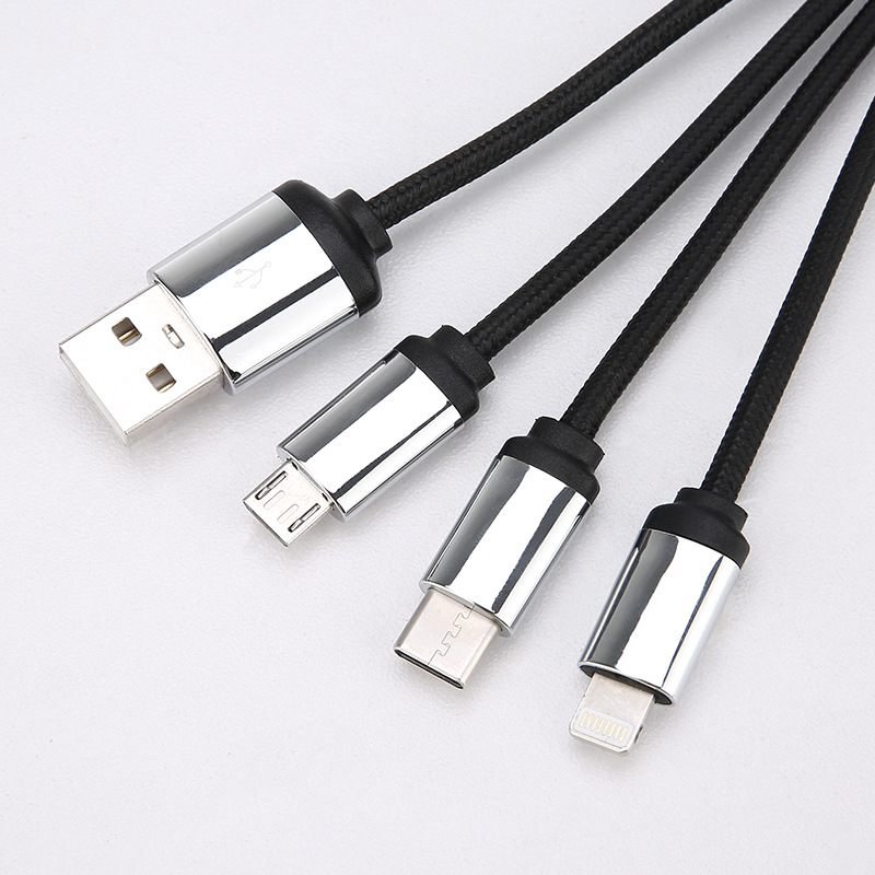 4 In 1 Light Up Logo Braided Cable With Keychain