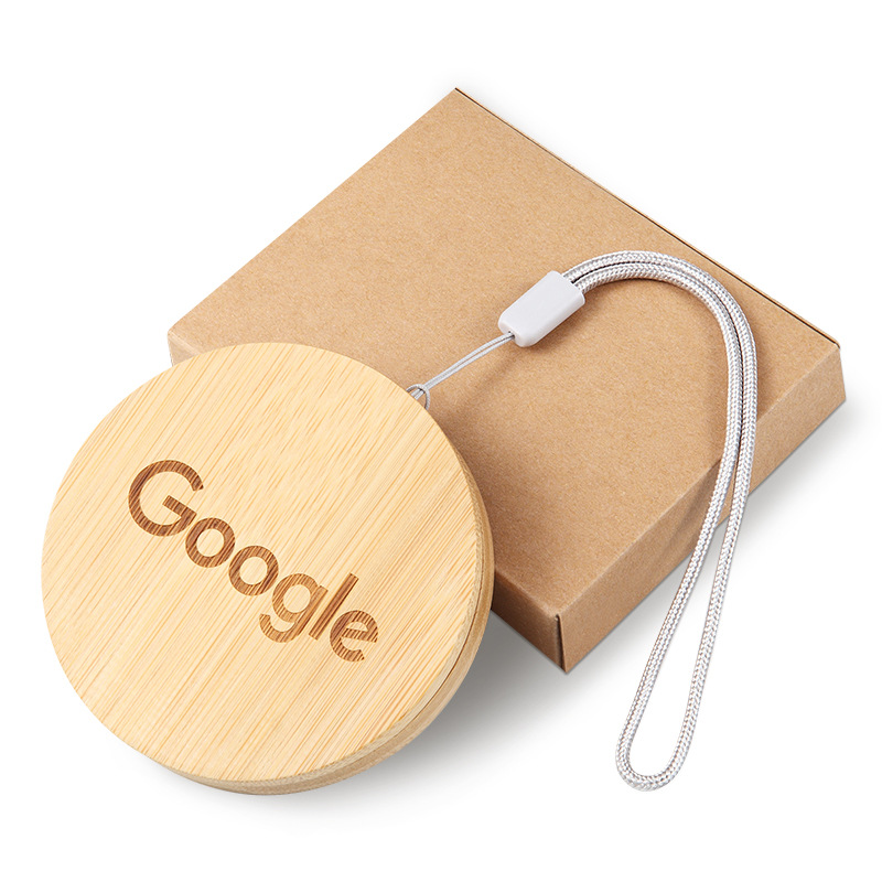Round Bamboo Multi-Function Data Cable Storage Box