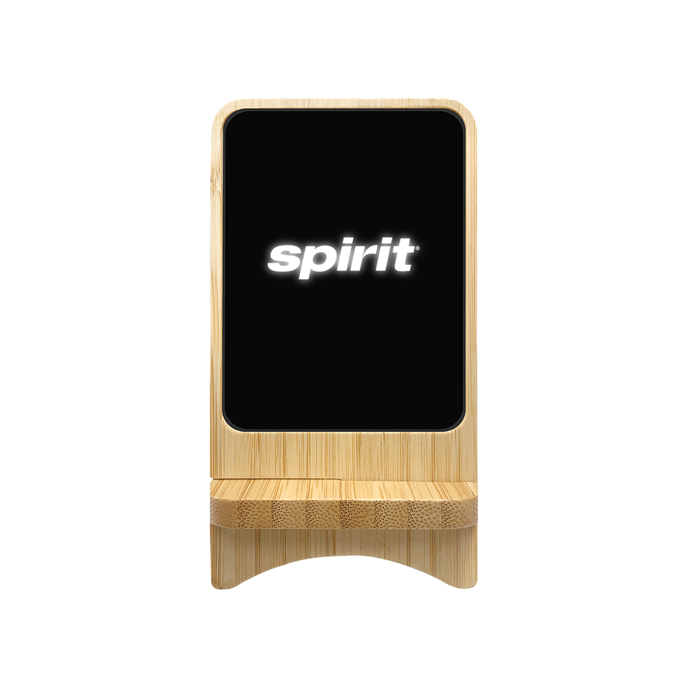 Bamboo Detachable Light Up Logo 15W Wireless Charger & Phone Stand