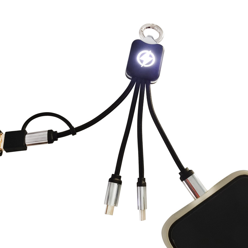 5 In 1 Light-up Braided Cable With Keychain