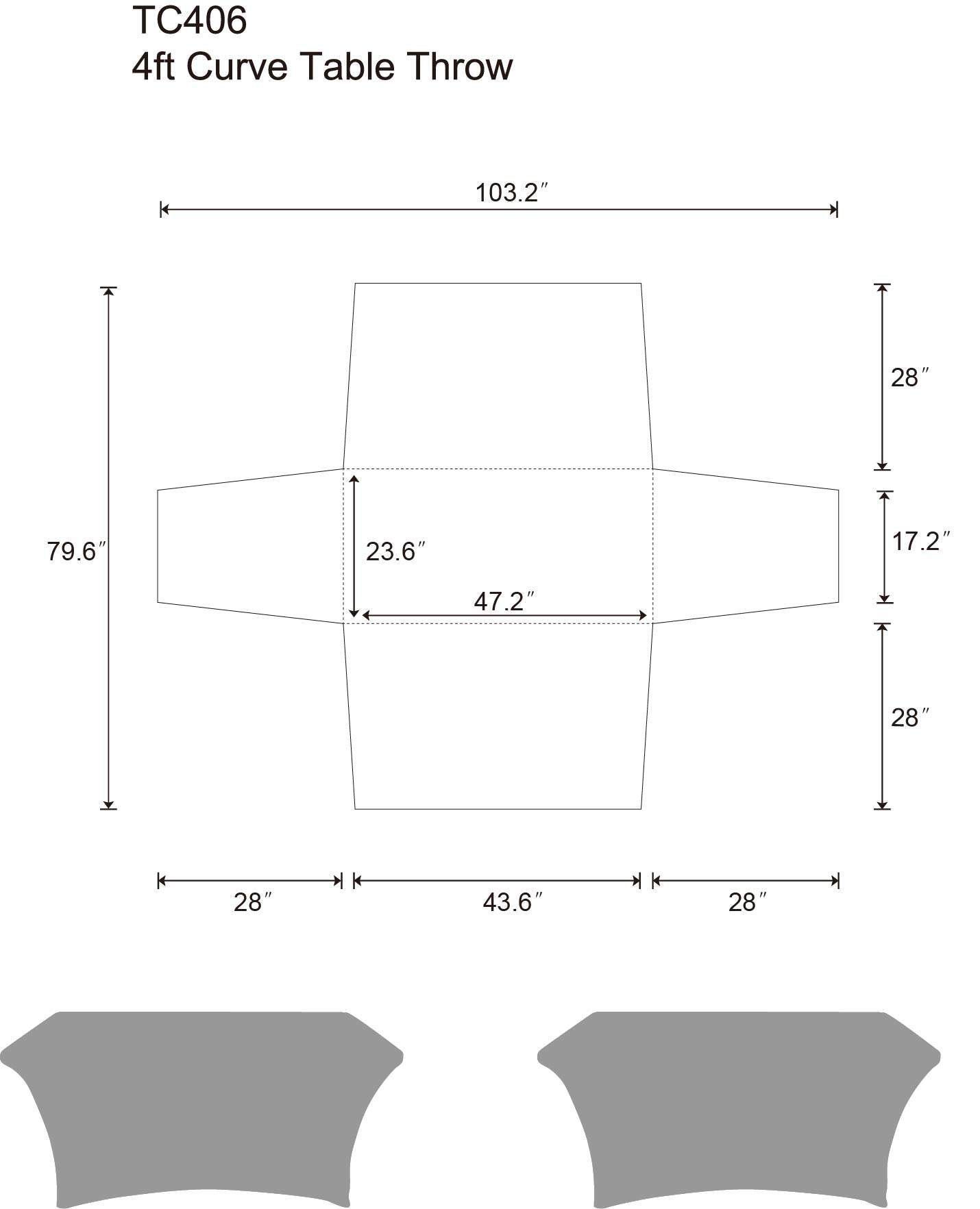 4ft UltraFit Curve Table Throw