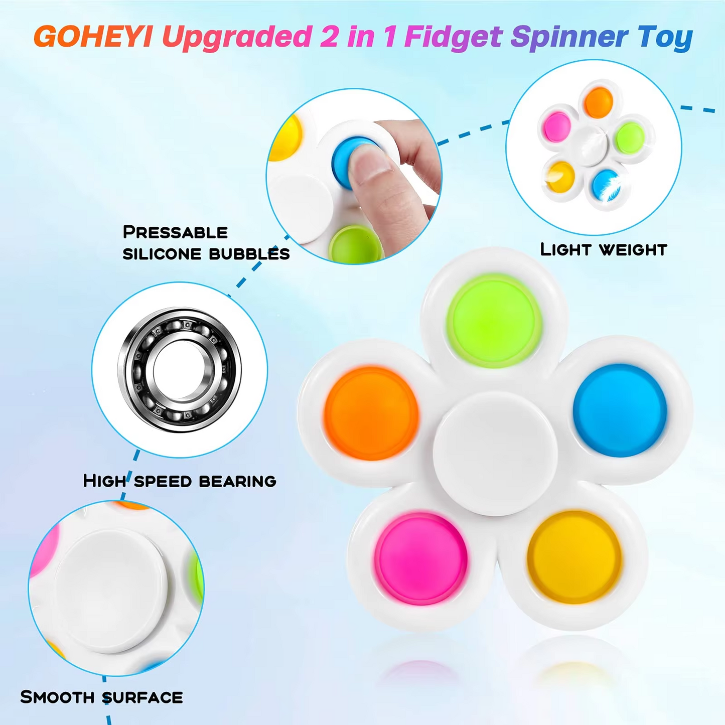 5 Fingers Toys Push Bubble Fidget Spinner