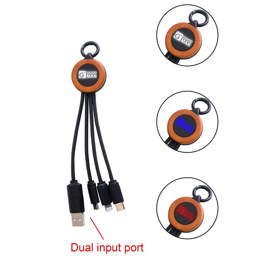 Round 5-in-1 Charging Cable With Light-up Logo