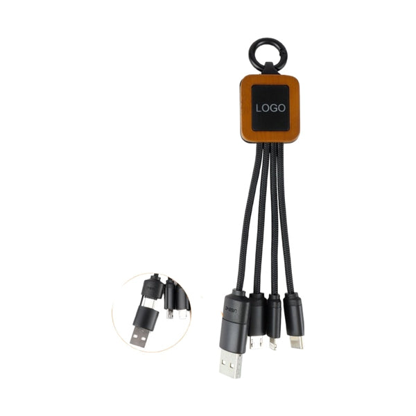 Rectangular 5-in-1 Charging Cable With Light-up Logo