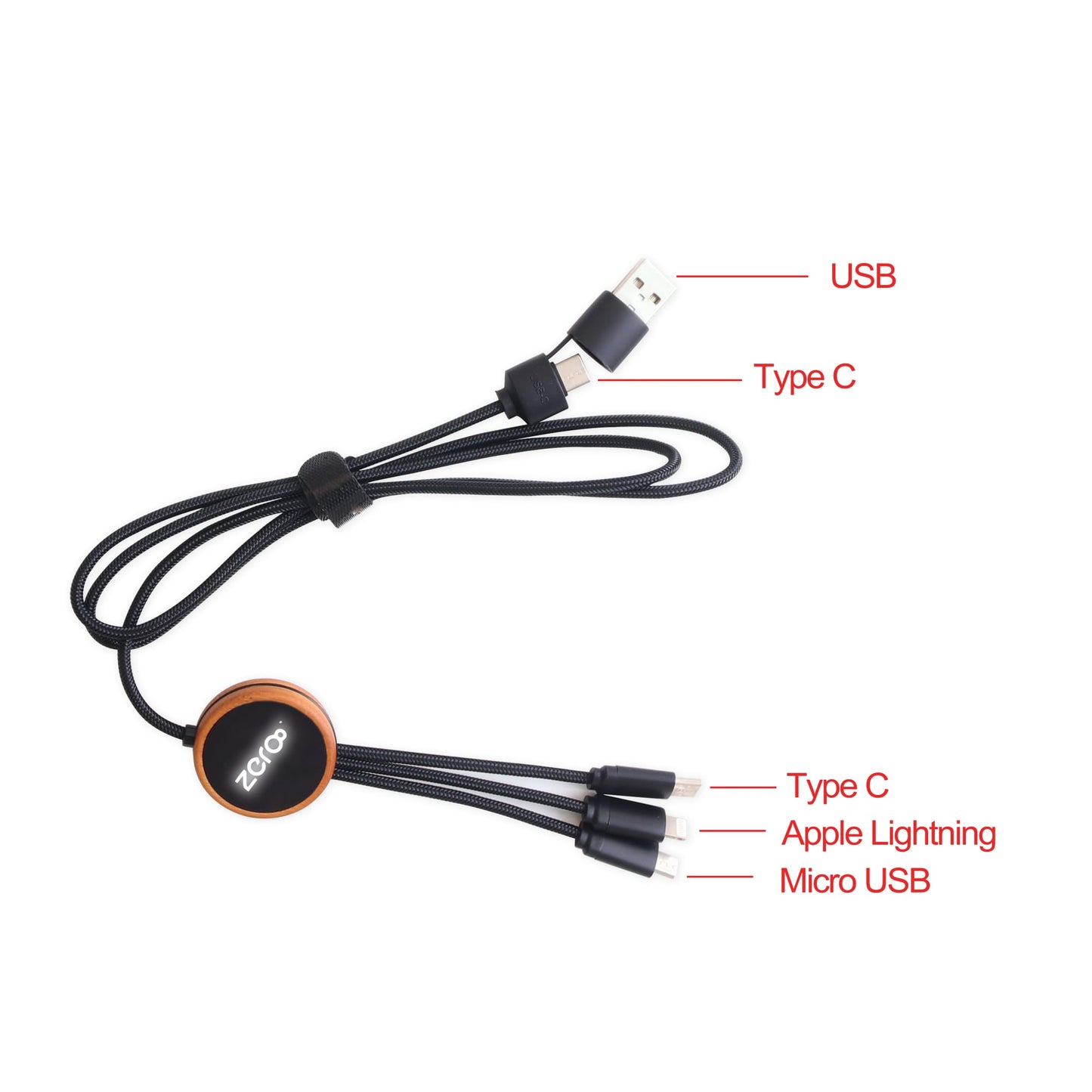 40" Multi Charging Cable With Light-up Logo