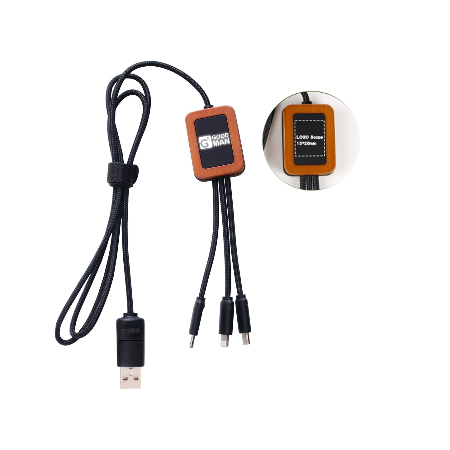 40" Multi Charging Cable With Light-up Logo