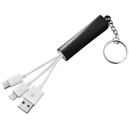 3-In-1 Logo Light-Up Charging Cable With Keychain
