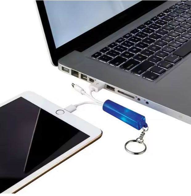 3-In-1 Logo Light-Up Charging Cable With Keychain