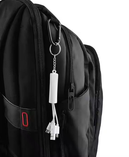 3-In-1 Logo Light-Up Charging Cable With Keychain