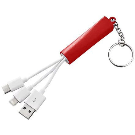 3-In-1 Logo Light-Up Charging Cable With Keychain