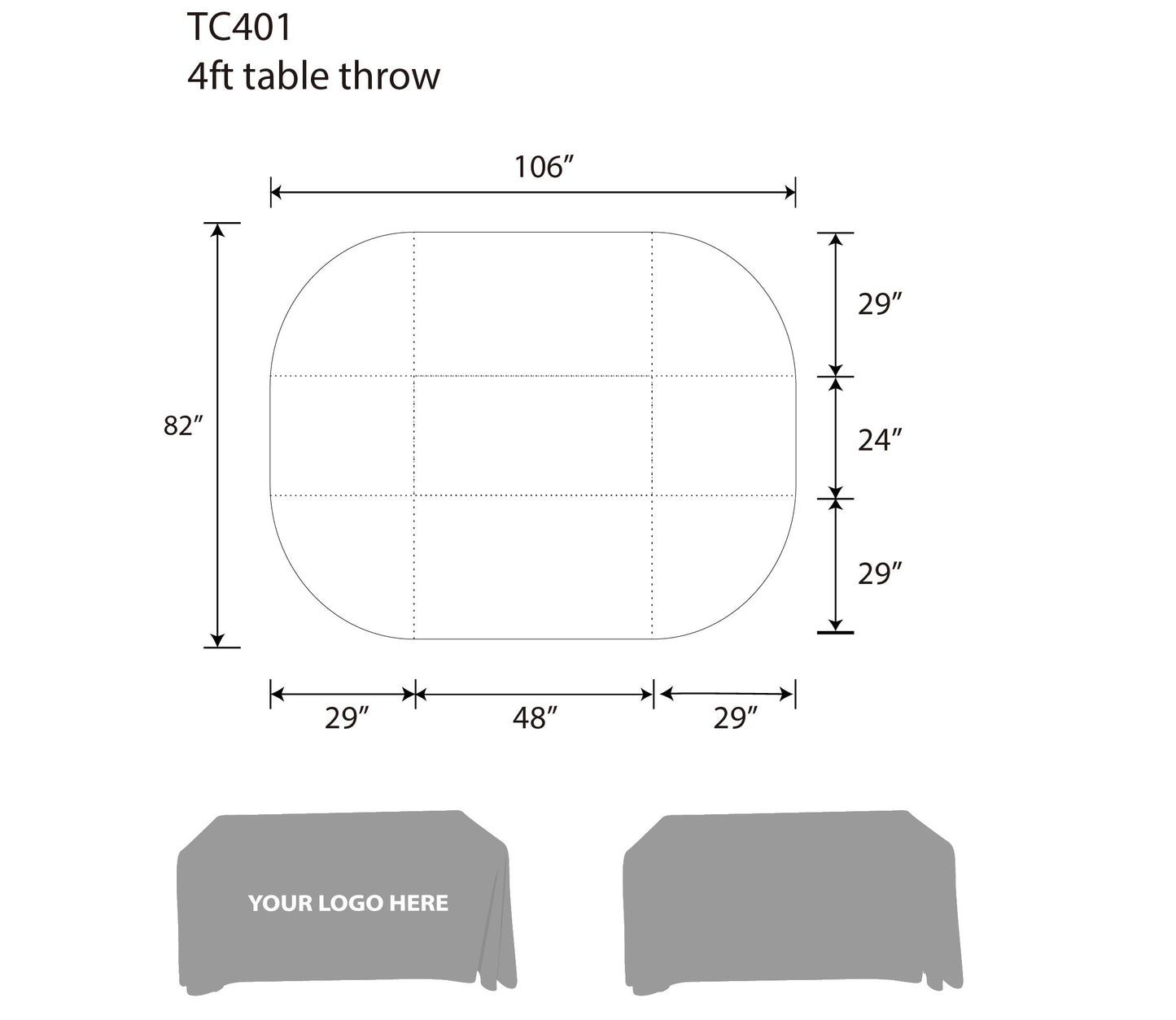4ft Standard 4-Sided Table Throw
