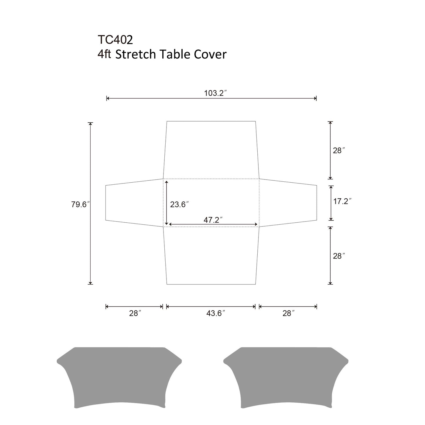 4-Sided 4ft Stretch Table Cover