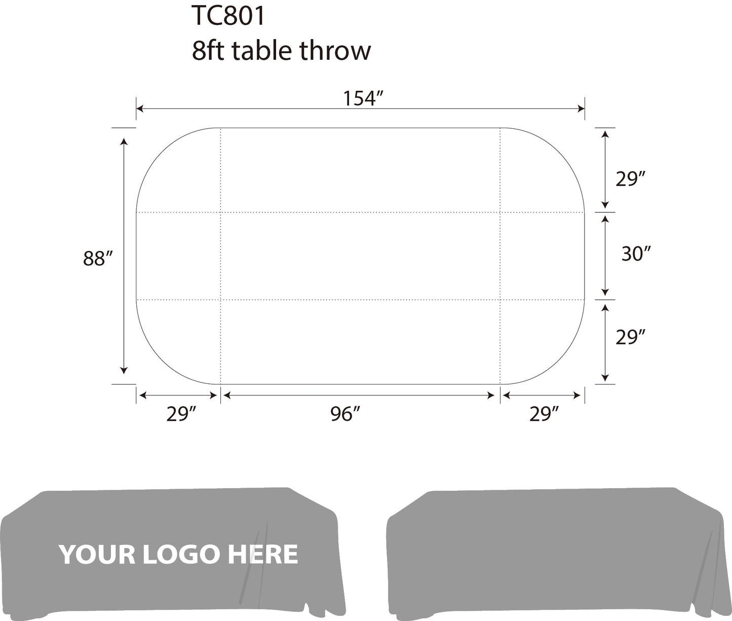 8ft Standard 4-Sided Table Throw