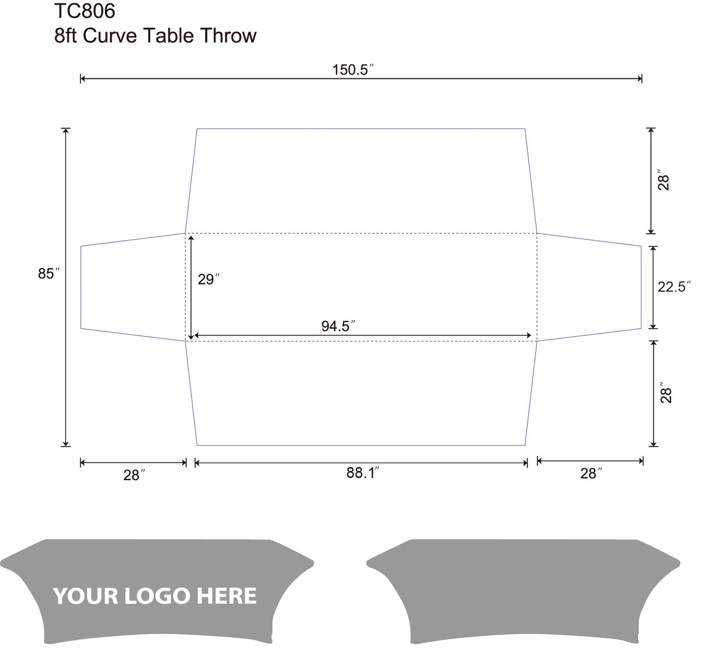 8ft UltraFit Curve Table Throw