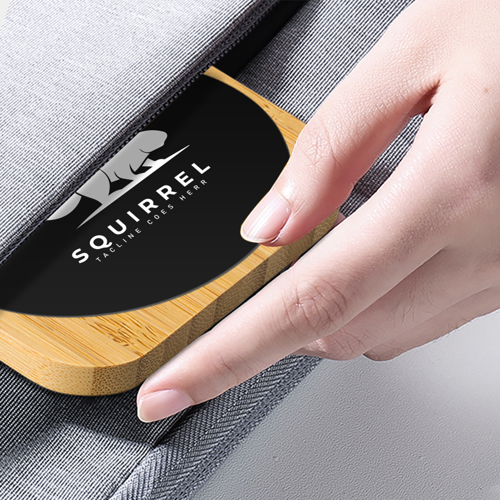 Squre Bamboo 15W Wireless Charger with Light Up Logo