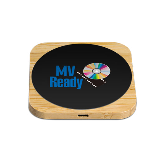 Squre Colorful Light Up Logo Bamboo 15W  Wireless Charger