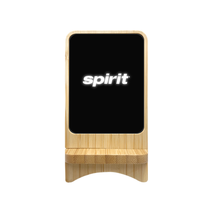 Bamboo Detachable Light Up Logo 15W  Wireless Charger & Phone Stand