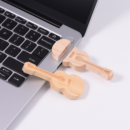 Guita USB Flash Drive With Wood Box