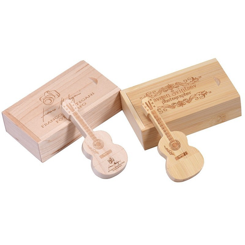 Guita USB Flash Drive With Wood Box