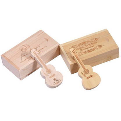 Guita USB Flash Drive With Wood Box