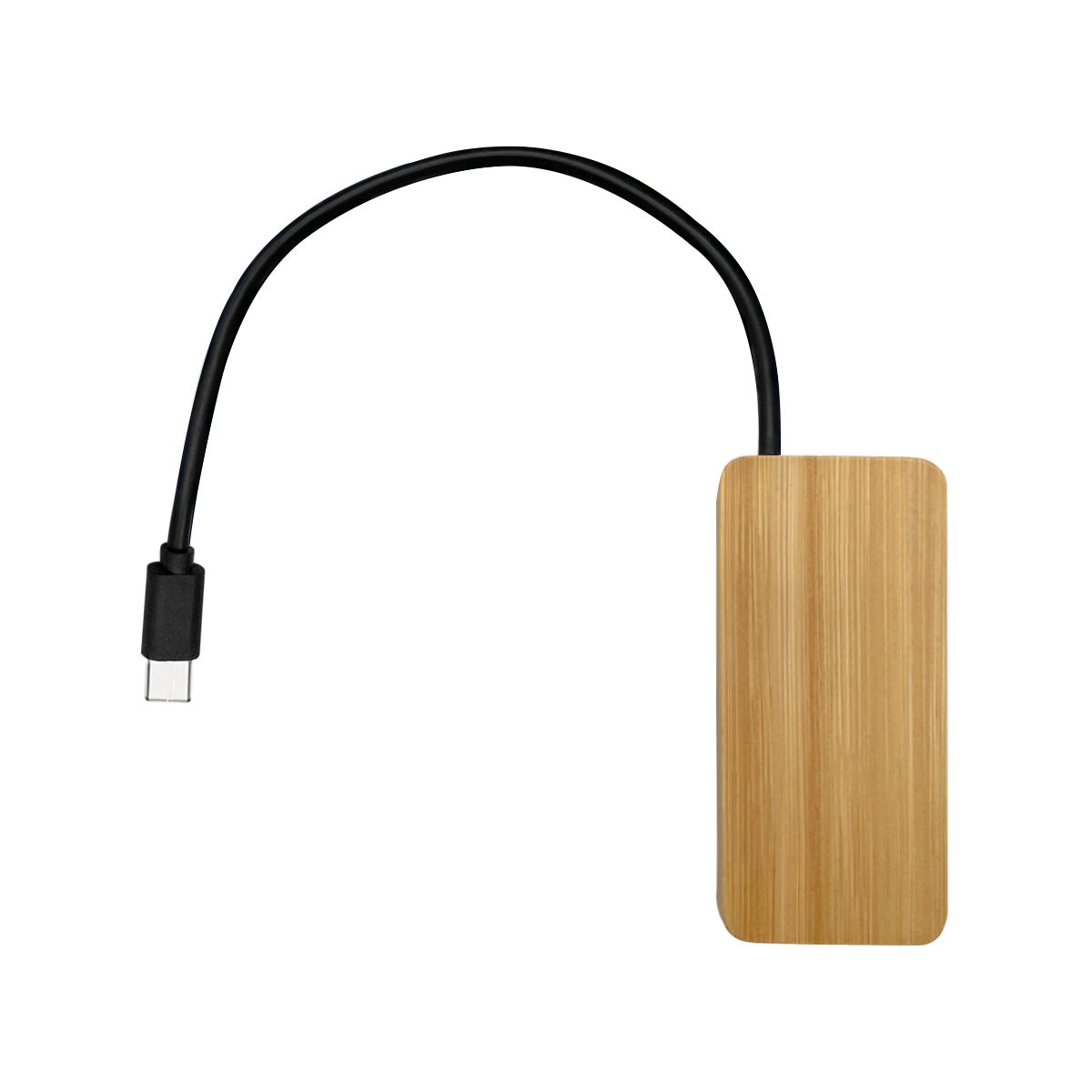 Bamboo USB Extension Splitter With Illuminated Colorful Logo