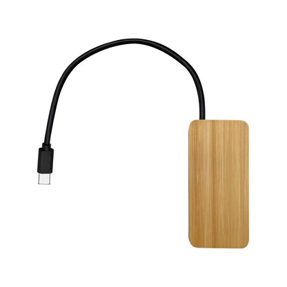 Bamboo USB Extension Splitter With Illuminated Colorful Logo
