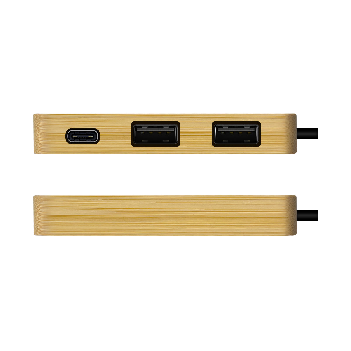 Bamboo USB Extension Splitter With Illuminated Colorful Logo