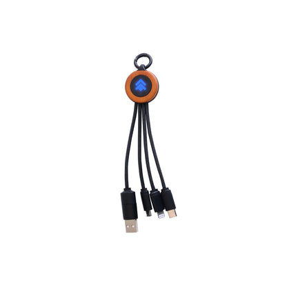 Round 5-in-1 Charging Cable With Light-up Logo