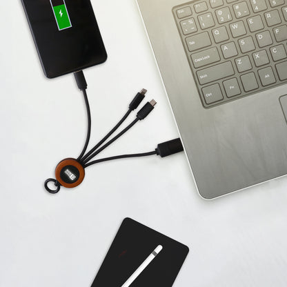 Round 5-in-1 Charging Cable With Light-up Logo