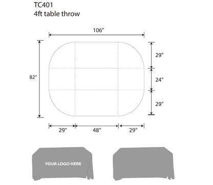 4ft Standard 4-Sided Table Throw