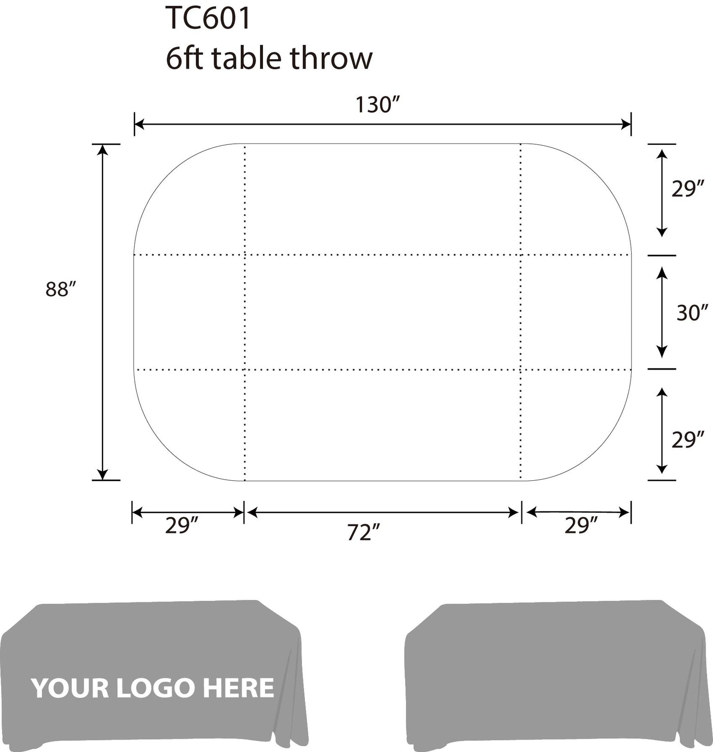 6ft Standard 4-Sided Table Throw