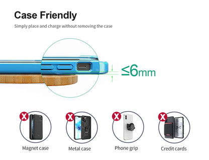 Round Bamboo 15W Wireless Charger with Light  Up Logo