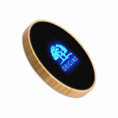 Round Bamboo 15W Wireless Charger with Light  Up Logo